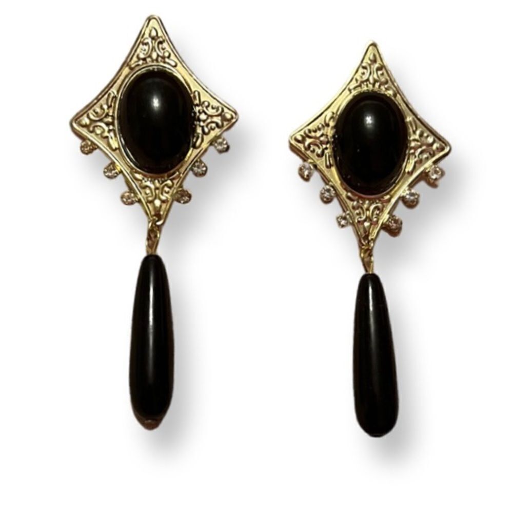 NWOT Antique Style Gold And Black Earrings